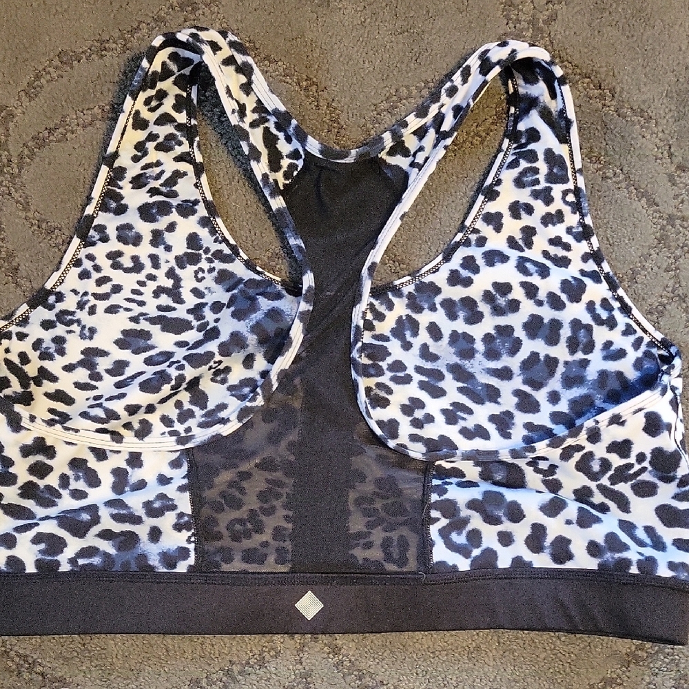 LuLaRoe Black & White Leopard Racerback Sports Bra - Picture 4 of 4